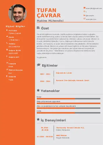 Makine Mühendisi Cv Örnekleri cv indir